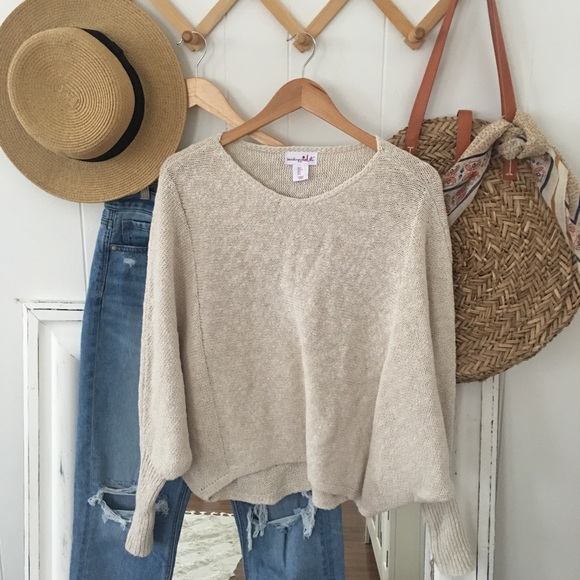 Shrinking Violet Sweaters - Cream Batwing Sweater